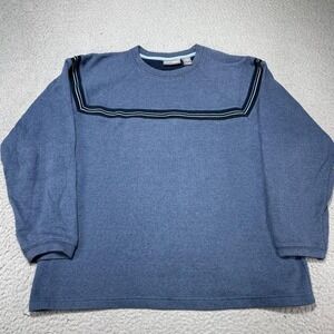 Vintage Extreme Gear Sweater Mens L Blue Striped Crewneck Y2K Skate Grunge 90s